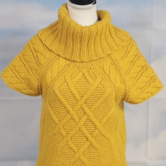 LOFT | WOOL BLEND SHORT SLEEVE FUNNEL NECK SWEATER KNIT TOP - Picture 9 of 16